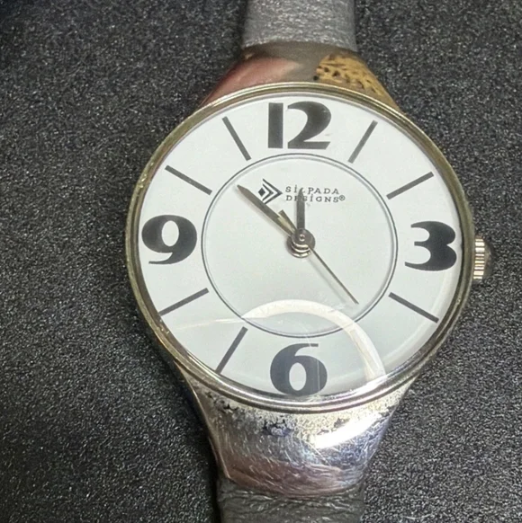 Silpada Gray Leather Stainless Steel Watch T1922